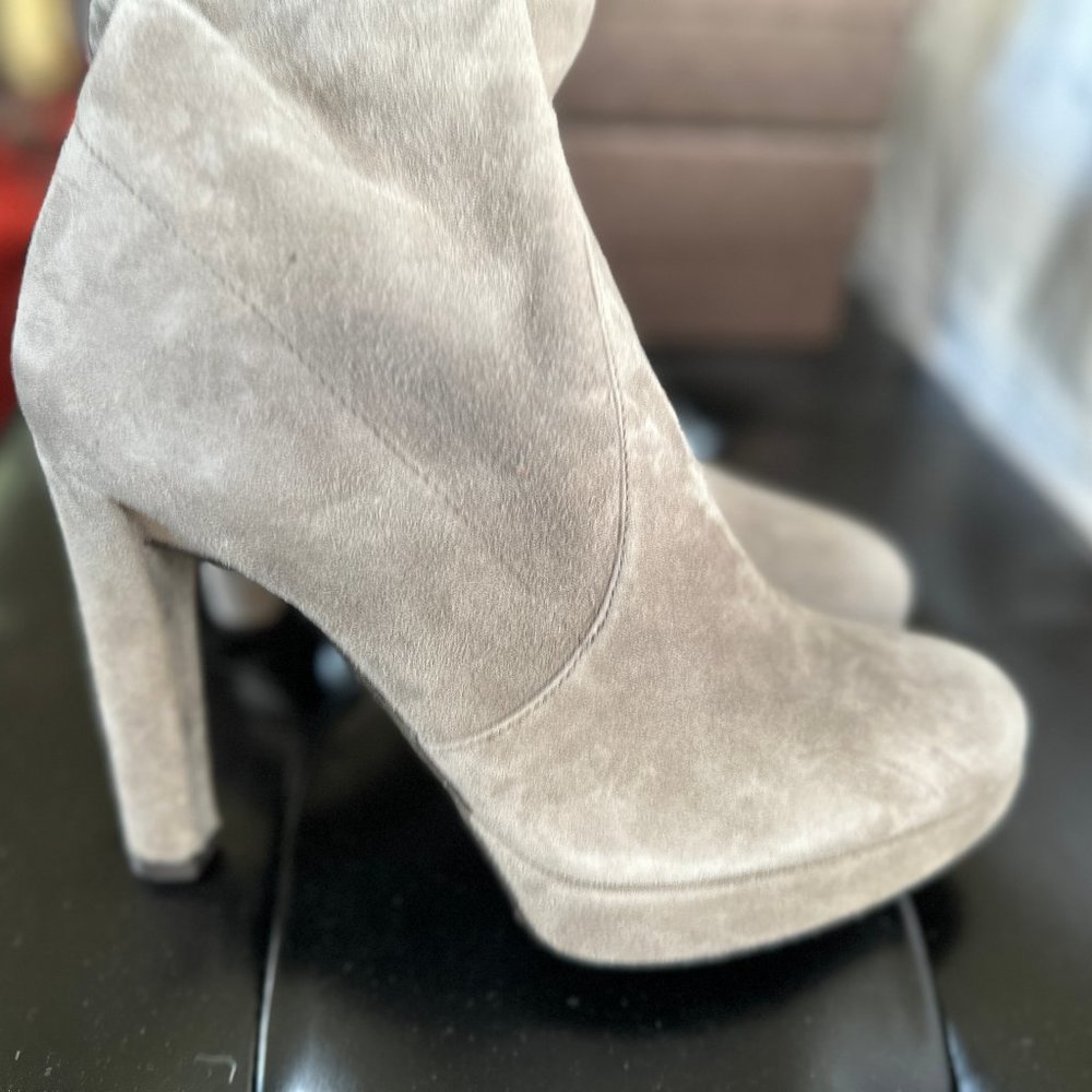 Stuart Weitzman Sz 8 Plathighland Topo Suede OTK platform Over the Knee Boots - Picture 3 of 9